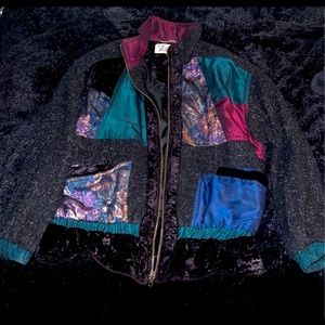 Vintage patchwork bomber style zip up jacket